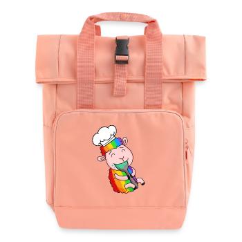 Sheep Cook Cute - Roll Top Backpack with Two Handles - chintz rose - Front