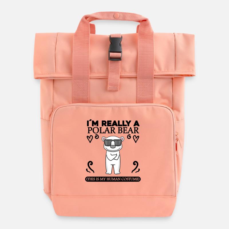 Polar Bear Polar Bear Saying Sayings - Roll Top Backpack with Two Handles - chintz rose