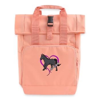 Horse lovers - Hanoverians - Roll Top Backpack with Two Handles - chintz rose - Front