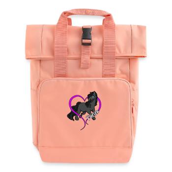 Horse lovers - Frisians - Roll Top Backpack with Two Handles - chintz rose - Front