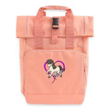 Horse lovers - Icelanders - Roll Top Backpack with Two Handles - chintz rose - Front