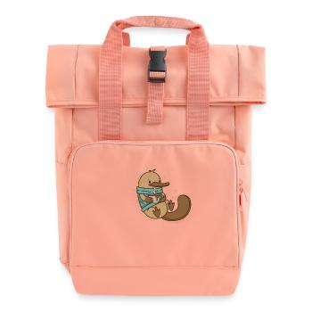 Ornithorynque en hiver avec pull et café - Sac à dos Roll Top à deux anses - rose liberty - Devant