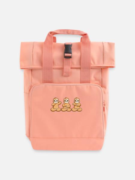 Drei Faultiere beim Reiki - Rolltop Rucksack mit zwei Griffen - Chintzrosa