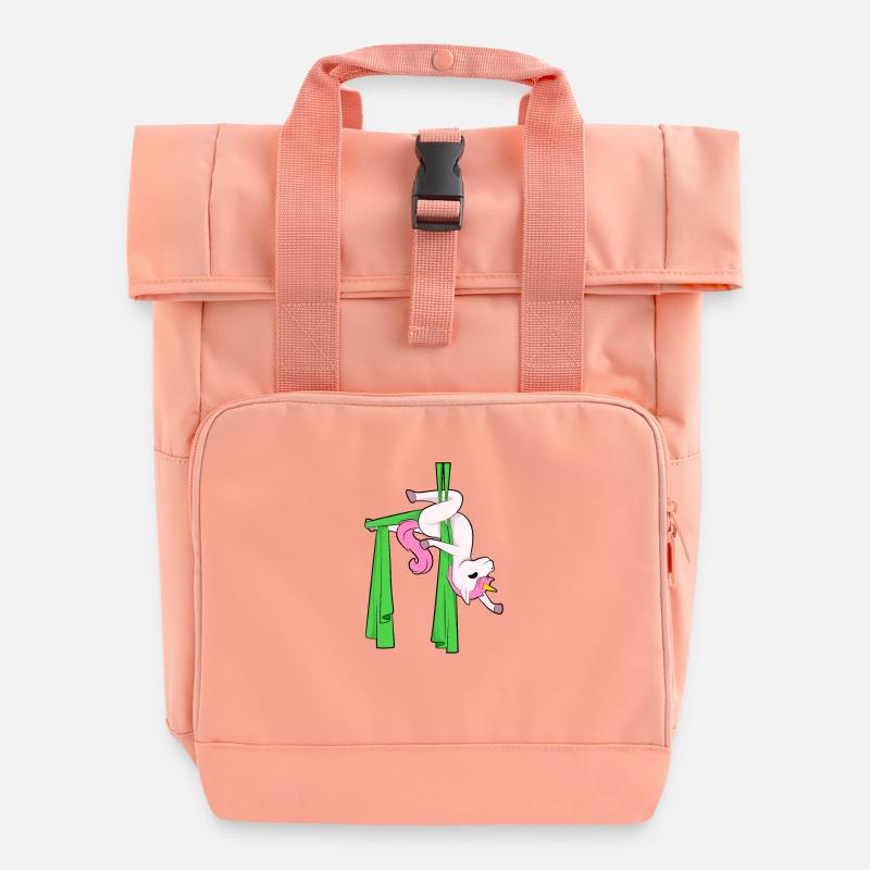 Aerial Silk Unicorn - Roll Top Backpack with Two Handles - chintz rose