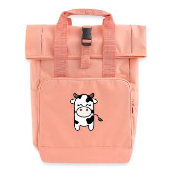 Minimalistische Kuh im Kawaii-Stil - Rolltop Rucksack mit zwei Griffen - Chintzrosa - Vorne