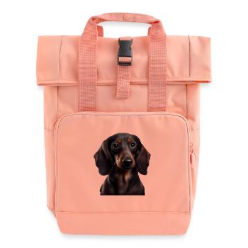 Rauhaardackel Dachshund Hund Hunde Welpe Dackel - Rolltop Rucksack mit zwei Griffen - Chintzrosa - Vorne