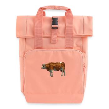 Zeichnung eines Simmental Rind - Rolltop Rucksack mit zwei Griffen - Chintzrosa - Vorne