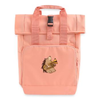 Cartoon Igel spielt Euphonium - Rolltop Rucksack mit zwei Griffen - Chintzrosa - Vorne