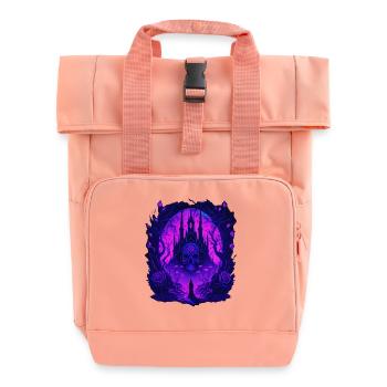Neon Gothic Totenkopf Geisterschloss - Rolltop Rucksack mit zwei Griffen - Chintzrosa - Vorne