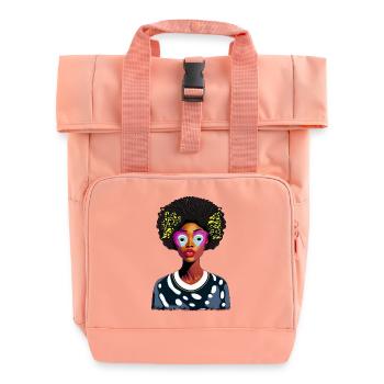 Dame africaine avec afro - Sac à dos Roll Top à deux anses - rose liberty - Devant