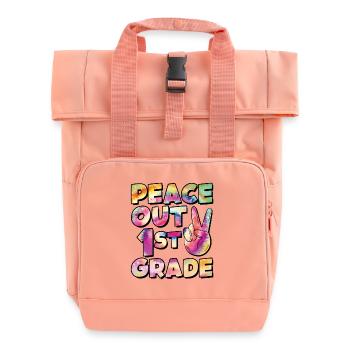 Peace Out 1. Klasse Letzter Schultag - Rolltop Rucksack mit zwei Griffen - Chintzrosa - Vorne