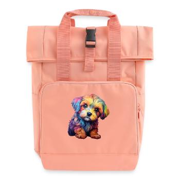 Doggy rainbow - Roll Top Backpack with Two Handles - chintz rose - Front