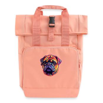 Pug Rainbow Colors - Roll Top Backpack with Two Handles - chintz rose - Front