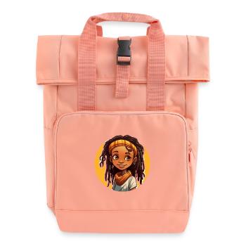 Lässiger Dreadlocks-Stil mit bunter Kopfbedeckung - Rolltop Rucksack mit zwei Griffen - Chintzrosa - Vorne
