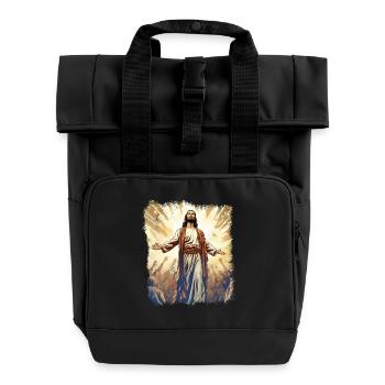 Jesus Erstrahlt Im Himmlischen Licht Der Hoffnung - Rolltop Rucksack mit zwei Griffen - Schwarz - Vorne