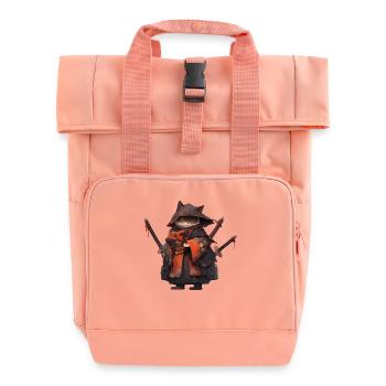 Asia Cat Japanese Samurai Samurai - Roll Top Backpack with Two Handles - chintz rose - Front