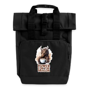 Kaffee Power Für Drachen RPG Shirt - Rolltop Rucksack mit zwei Griffen - Schwarz - Vorne