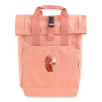 Ant drinking coffee industrious insects - Roll Top Backpack with Two Handles - chintz rose - Front