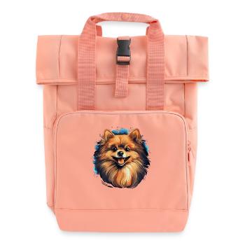 Pomeranian - Roll Top Backpack with Two Handles - chintz rose - Front