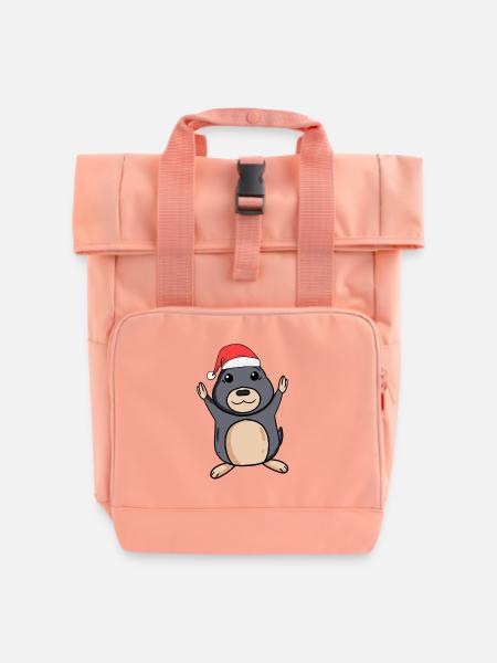 Maulwurf Weihnachten - Rolltop Rucksack mit zwei Griffen - Chintzrosa