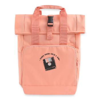 This how old I am diskette retro memory module - Roll Top Backpack with Two Handles - chintz rose - Front