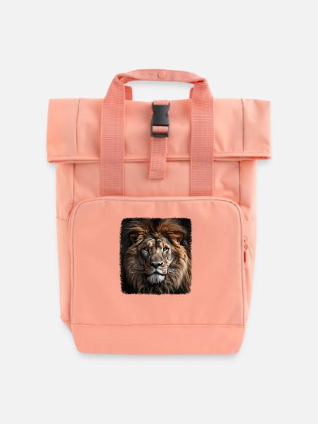 Löwen realistic Löwe - Rolltop Rucksack mit zwei Griffen - Chintzrosa