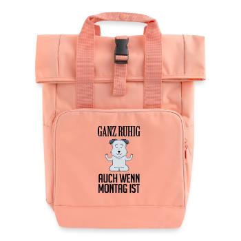 Montag Spruch Yoga Hund - Rolltop Rucksack mit zwei Griffen - Chintzrosa - Vorne