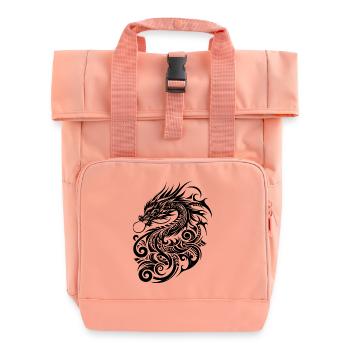 Dragon Tribal Tattoo Kunstvolles Design - Rolltop Rucksack mit zwei Griffen - Chintzrosa - Vorne