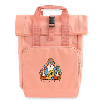 Hippie Gnome Dwarf Mushrooms Ecstasy Guitar Music - Roll Top Backpack with Two Handles - chintz rose - Front