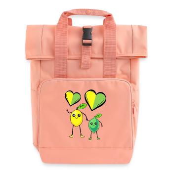 Lemon Lime Heart Love Fruit Fruits Vitamins C - Roll Top Backpack with Two Handles - chintz rose - Front