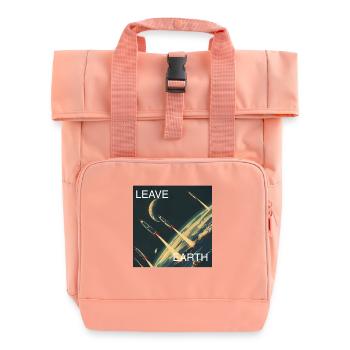 Retro Style Poster Space Travel "Leave Earth" - Roll Top Backpack with Two Handles - chintz rose - Front