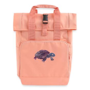 Galactic Turtle Silhouette - Roll Top Backpack with Two Handles - chintz rose - Front