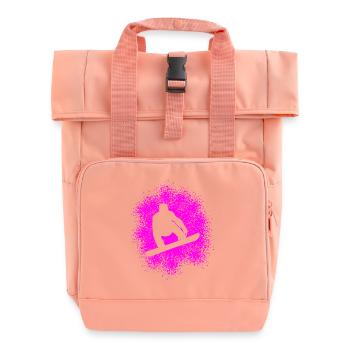 Snowboard Wintersportler - Rolltop Rucksack mit zwei Griffen - Chintzrosa - Vorne