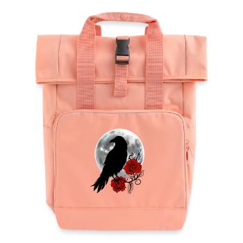 Schwarzer Rabe rote Rosen Vollmond - Rolltop Rucksack mit zwei Griffen - Chintzrosa - Vorne