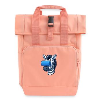 Cooler Zebra VR-Gamer - Rolltop Rucksack mit zwei Griffen - Chintzrosa - Vorne