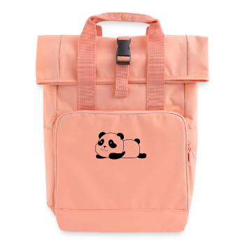 lazy panda - Roll Top Backpack with Two Handles - chintz rose - Front