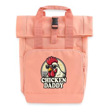 Chicken Daddy Funny Farmer Rooster Vintage Farming - Roll Top Backpack with Two Handles - chintz rose - Front