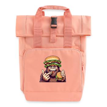 Bigfoot Sasquatch Fast Food Burger - Roll Top Backpack with Two Handles - chintz rose - Front