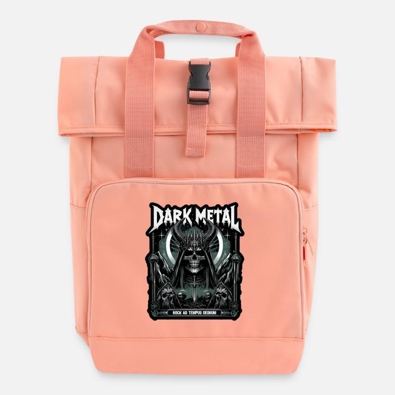 Dark Metal Skeletal Cult - Roll Top Backpack with Two Handles - chintz rose