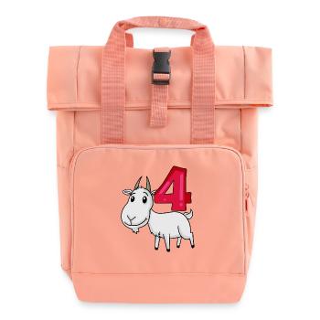Motif 4e anniversaire Chèvre - Quatre ans - Sac à dos Roll Top à deux anses - rose liberty - Devant