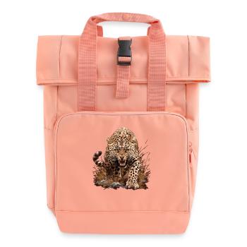 Amur Leopard Amurleoparden Amurleopard - Roll Top Backpack with Two Handles - chintz rose - Front