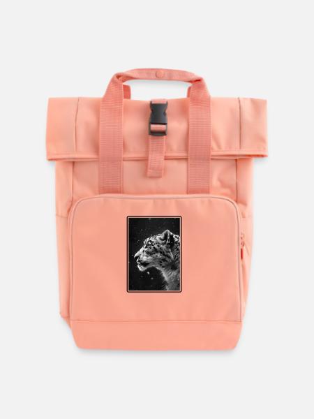 Snow Leopard Schneeleoparden Schneeleopard - Rolltop Rucksack mit zwei Griffen - Chintzrosa