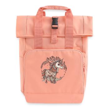 Einhörner Einhorneun Schamane Kinder - Rolltop Rucksack mit zwei Griffen - Chintzrosa - Vorne