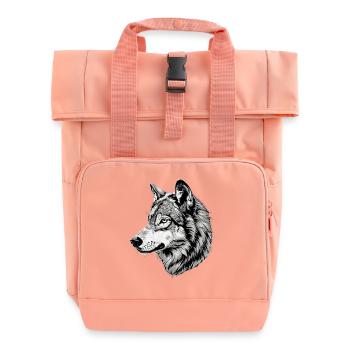 Wolf Motif Wolves Wolf Pack Gray Wolfhound Wolf - Roll Top Backpack with Two Handles - chintz rose - Front