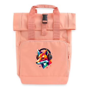 Geometrisches Polygon DJ Fox Kopfhörer Bunte Kunst - Rolltop Rucksack mit zwei Griffen - Chintzrosa - Vorne
