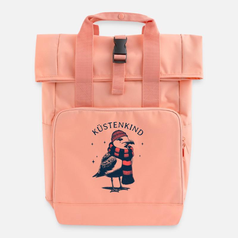 Küstenkind Möwe - Rolltop Rucksack mit zwei Griffen - Chintzrosa