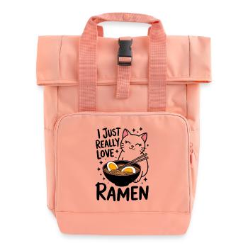 Ramen Cat Anime Funny Kawaii Ramen Gift - Roll Top Backpack with Two Handles - chintz rose - Front