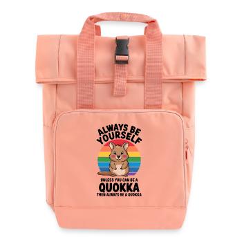 Quokka Spruch Australien Lustiges Quokka Geschenk - Rolltop Rucksack mit zwei Griffen - Chintzrosa - Vorne