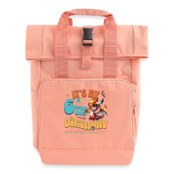 Dragon 6th Birthday Dragon - Roll Top Backpack with Two Handles - chintz rose - Front
