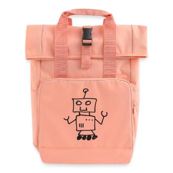 Robot - Roll Top Backpack with Two Handles - chintz rose - Front
